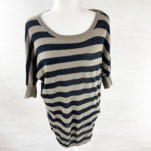 Vince Striped Dolman Cotton Tunic Top